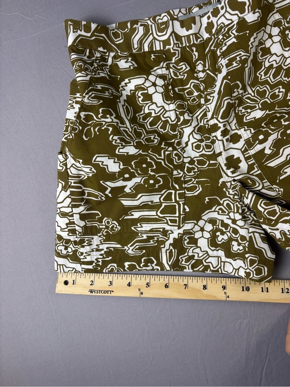 Rachel Comey Kahki Floral Print Shorts 100% Cotton with Size Zipper Size 2 NWOT - Picture 8 of 12
